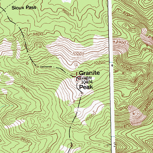 Topographic Map of Granite Peak, WY