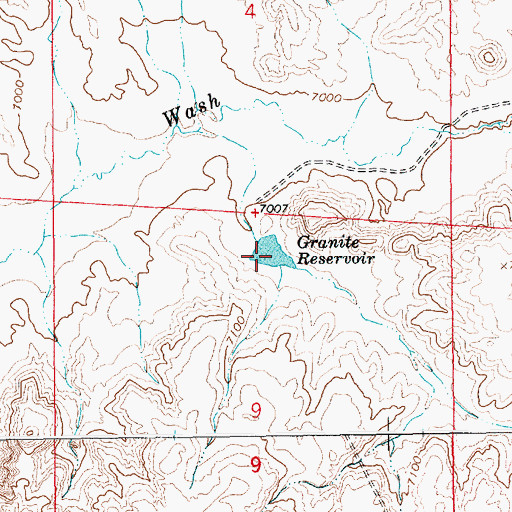 Topographic Map of Granite Reservoir, WY