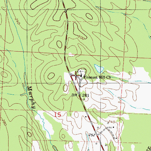 Topographic Map of Pleasant Hill Presbyterian Church, AL