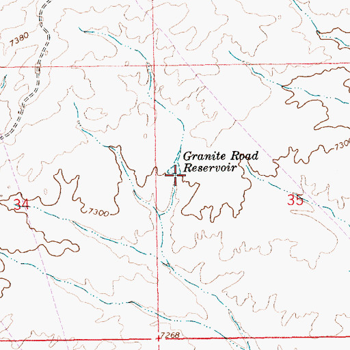 Topographic Map of Granite Road Reservoir, WY
