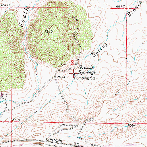 Topographic Map of Granite Springs, WY
