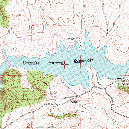 Topographic Map of Granite Springs Reservoir, WY