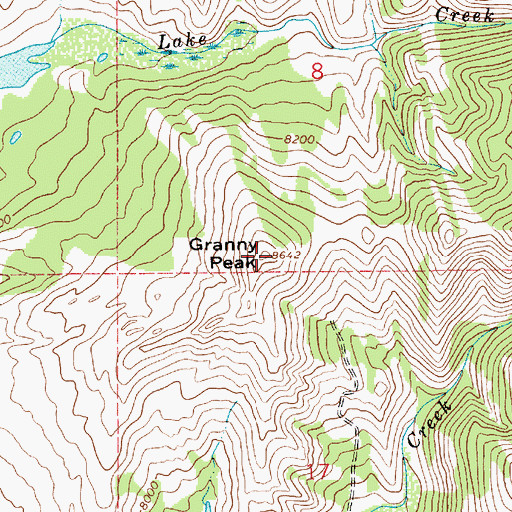 Topographic Map of Granny Peak, WY