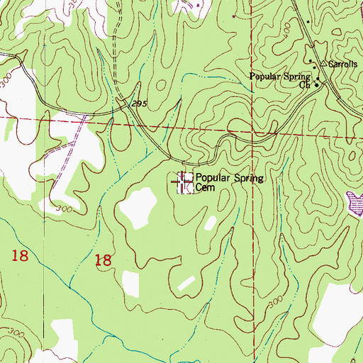 Topographic Map of Popular Spring Cemetery, AL