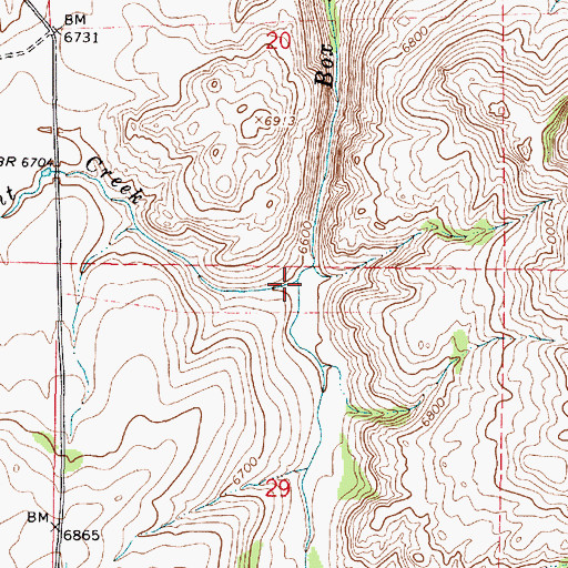 Topographic Map of Grant Creek, WY