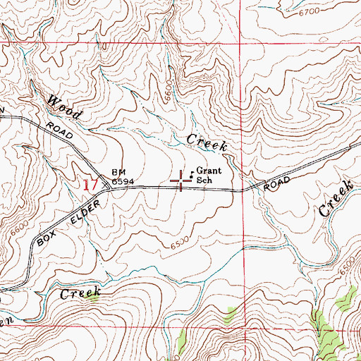 Topographic Map of Grant School, WY