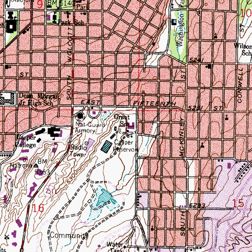 Topographic Map of Grant Elementary School, WY