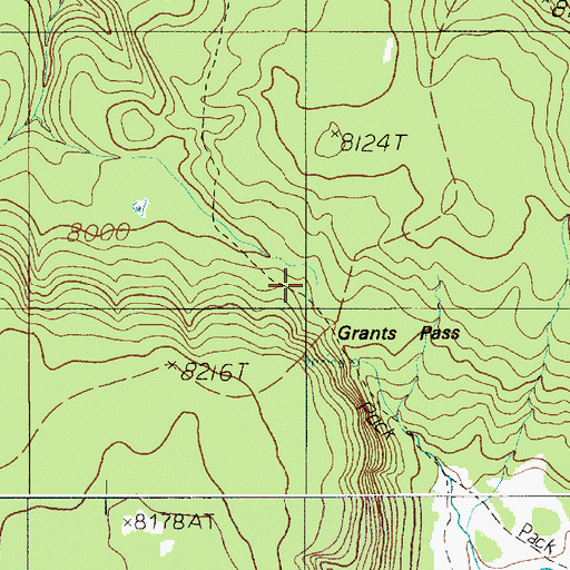 Topographic Map of Grants Pass, WY