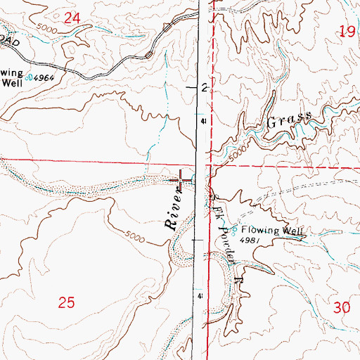Topographic Map of Grass Creek, WY