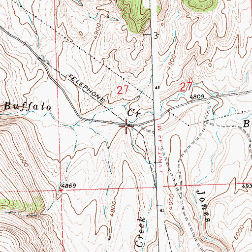Topographic Map of Grass Creek, WY