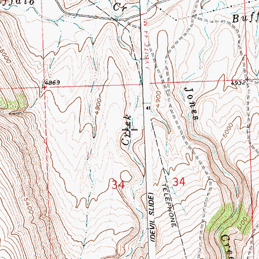 Topographic Map of Grass Creek Canyon, WY