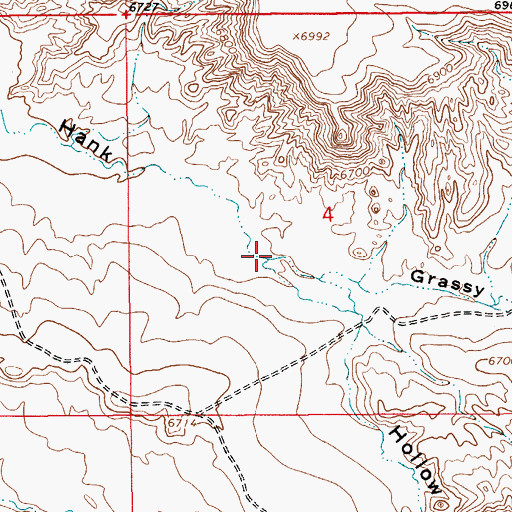 Topographic Map of Grassy Hollow, WY