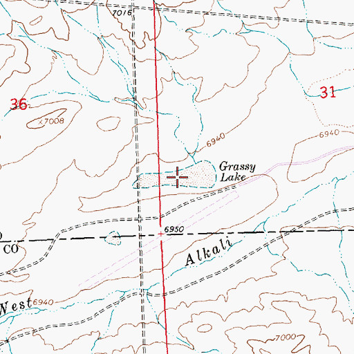 Topographic Map of Grassy Lake, WY