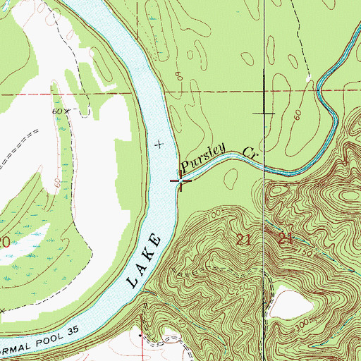 Topographic Map of Pursley Creek, AL