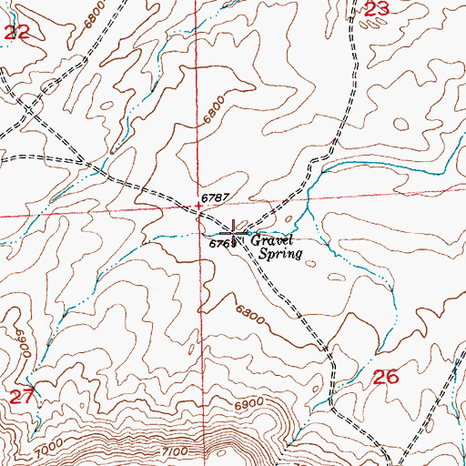Topographic Map of Gravel Spring, WY