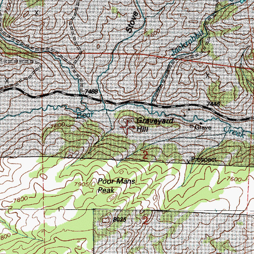 Topographic Map of Graveyard Hill, WY