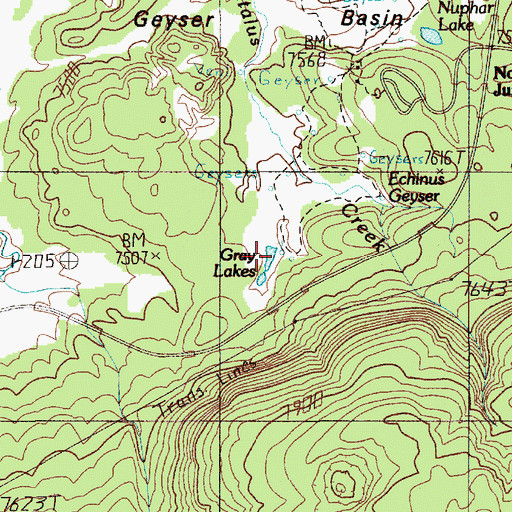 Topographic Map of Gray Lakes, WY