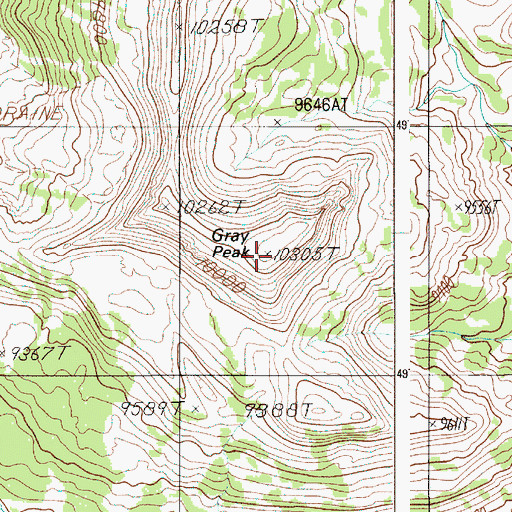 Topographic Map of Gray Peak, WY