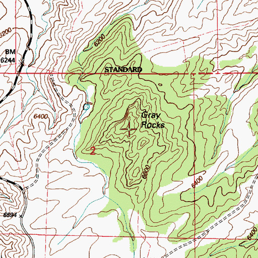 Topographic Map of Gray Rocks, WY