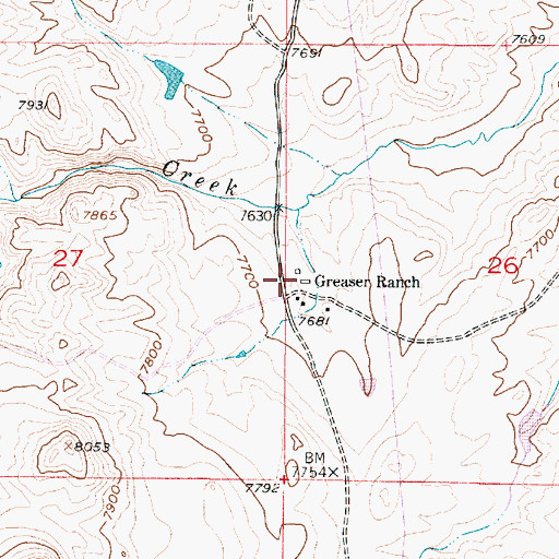 Topographic Map of Greaser Ranch, WY