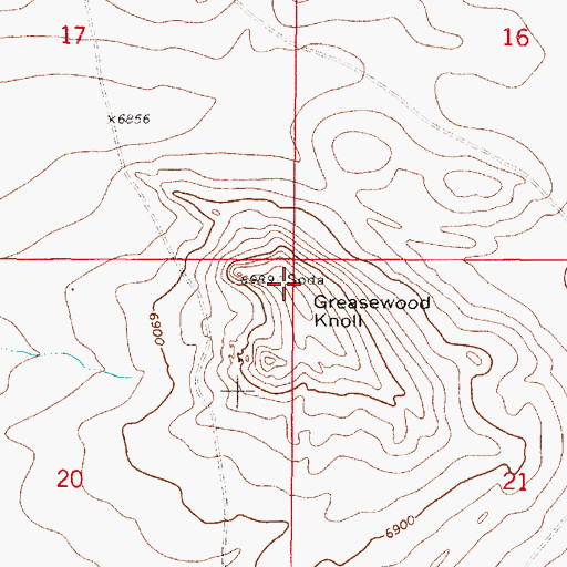 Topographic Map of Greasewood Knoll, WY
