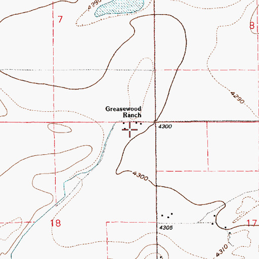 Topographic Map of Greasewood Ranch, WY