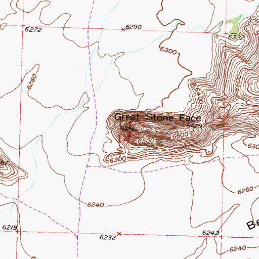 Topographic Map of Great Stone Face, WY