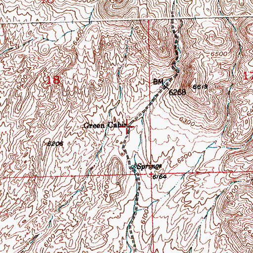 Topographic Map of Green Cabin, WY
