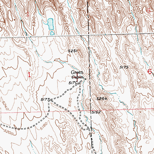 Topographic Map of Green Cabin, WY