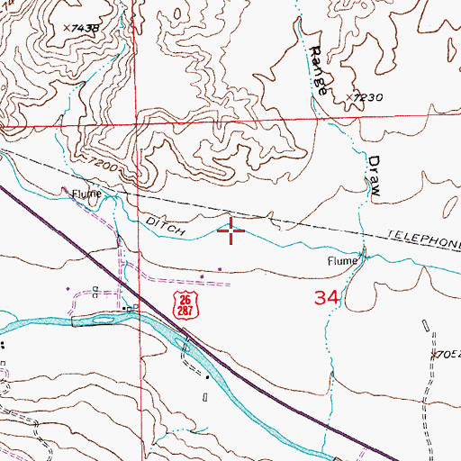 Topographic Map of Green Ditch, WY