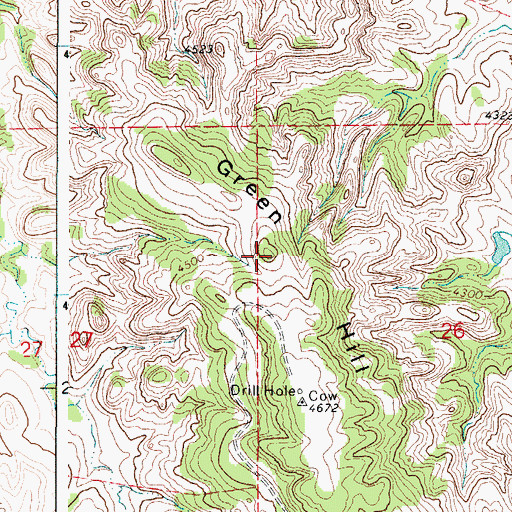 Topographic Map of Green Hill, WY