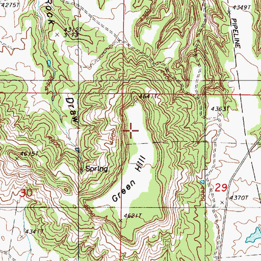 Topographic Map of Green Hill, WY