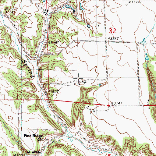 Topographic Map of Green Hill Ranch, WY