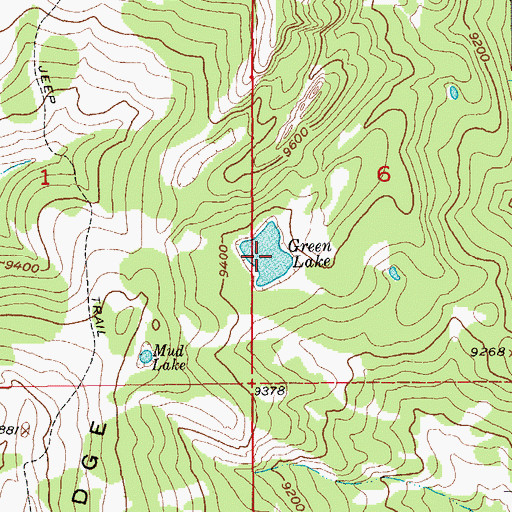Topographic Map of Green Lake, WY