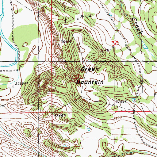 Topographic Map of Green Mountain, WY