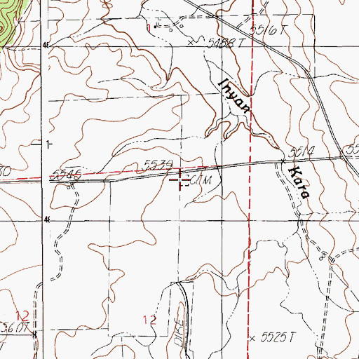 Topographic Map of Green Mountain Cemetery, WY