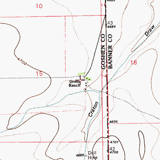 Topographic Map of Green Ranch, WY