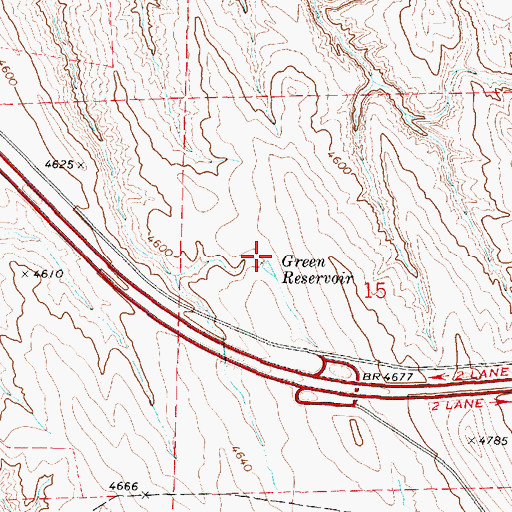Topographic Map of Green Reservoir, WY