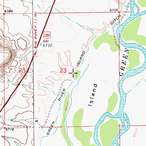Topographic Map of Green River Island Ditch, WY