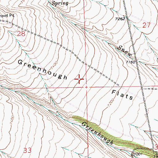 Topographic Map of Greenhough Flats, WY