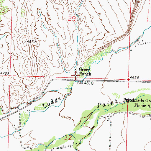 Topographic Map of Greer Ranch, WY