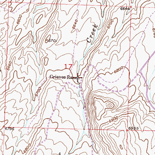 Topographic Map of Grieves Ranch, WY