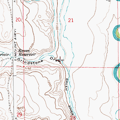 Topographic Map of Grindstone Draw, WY