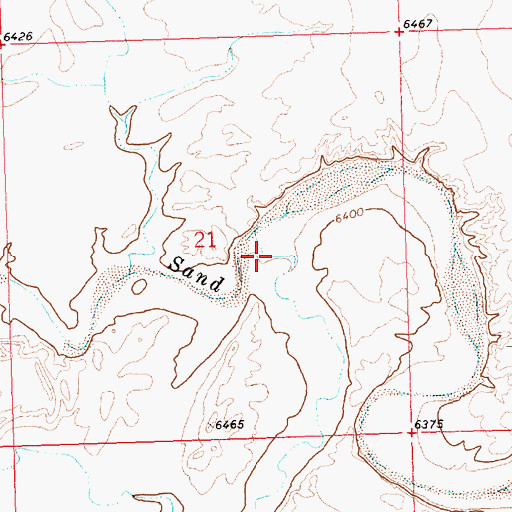 Topographic Map of Grindstone Wash, WY