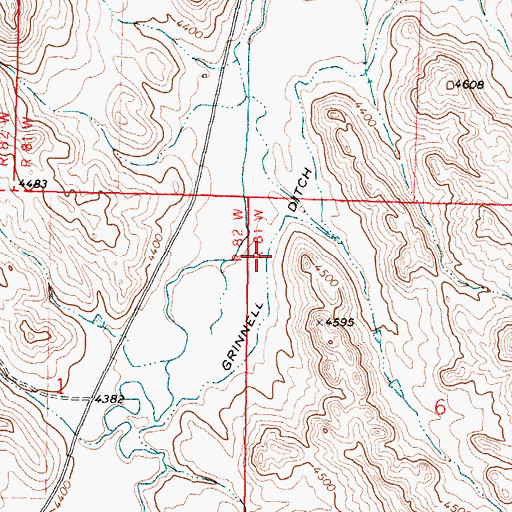 Topographic Map of Grinnell Ditch, WY