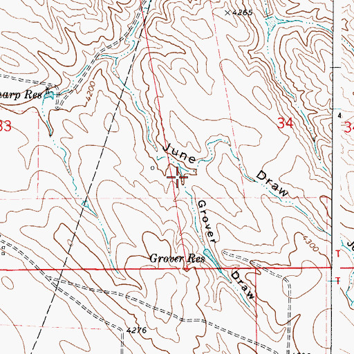 Topographic Map of Grover Draw, WY