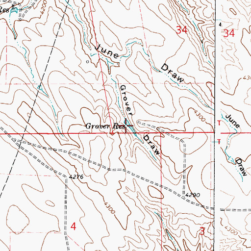 Topographic Map of Grover Reservoir, WY