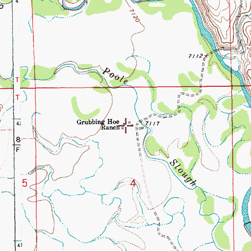 Topographic Map of Grubbing Hoe Ranch, WY