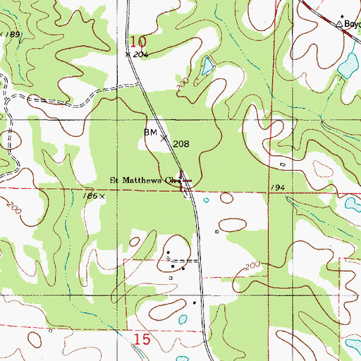 Topographic Map of Saint Matthews Church, AL