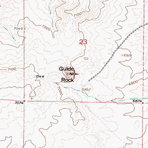 Topographic Map of Guide Rock, WY